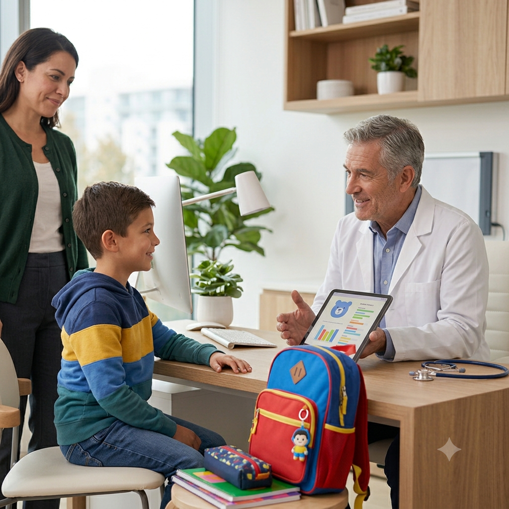 Doctor examining a child